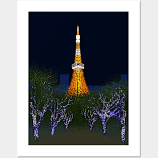 Tokyo Tower (Night) Posters and Art